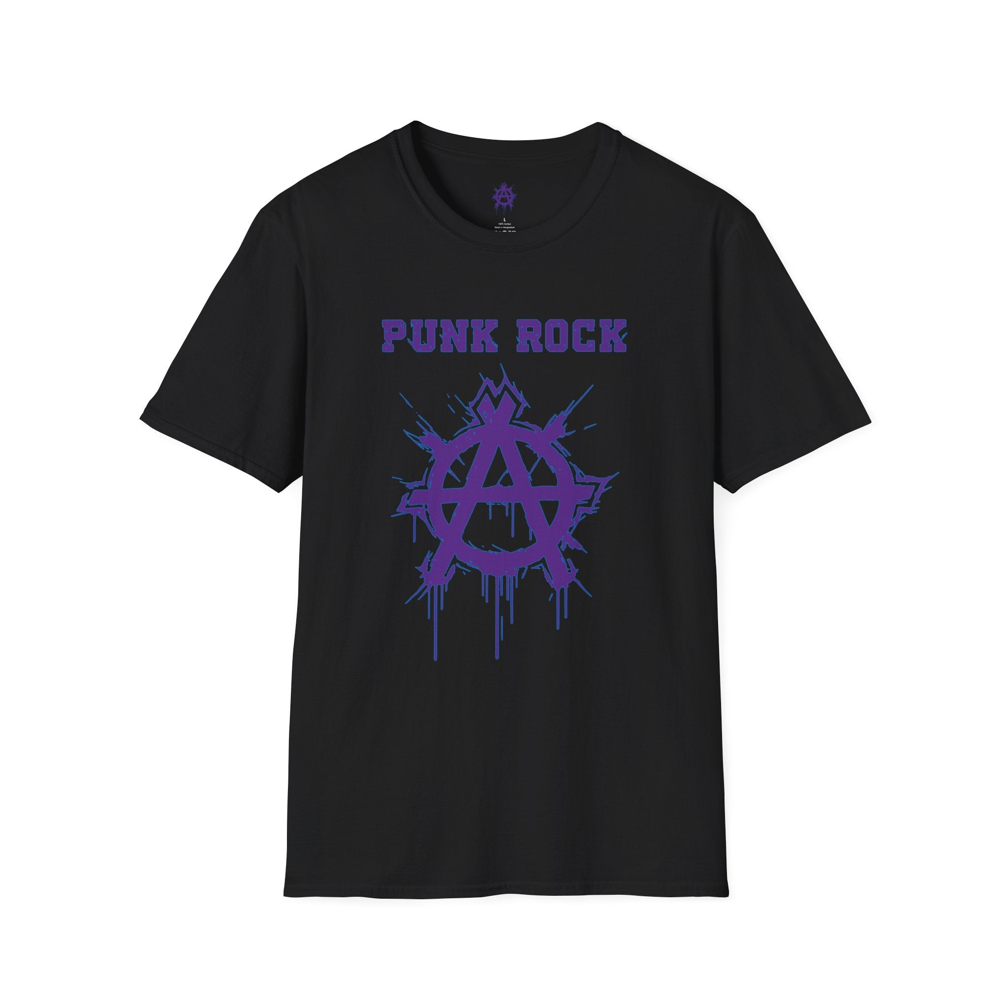Purple And Blue Punk Rock Large-Anarchy | Paint-Splat-Drip | Graphic T-Shirt