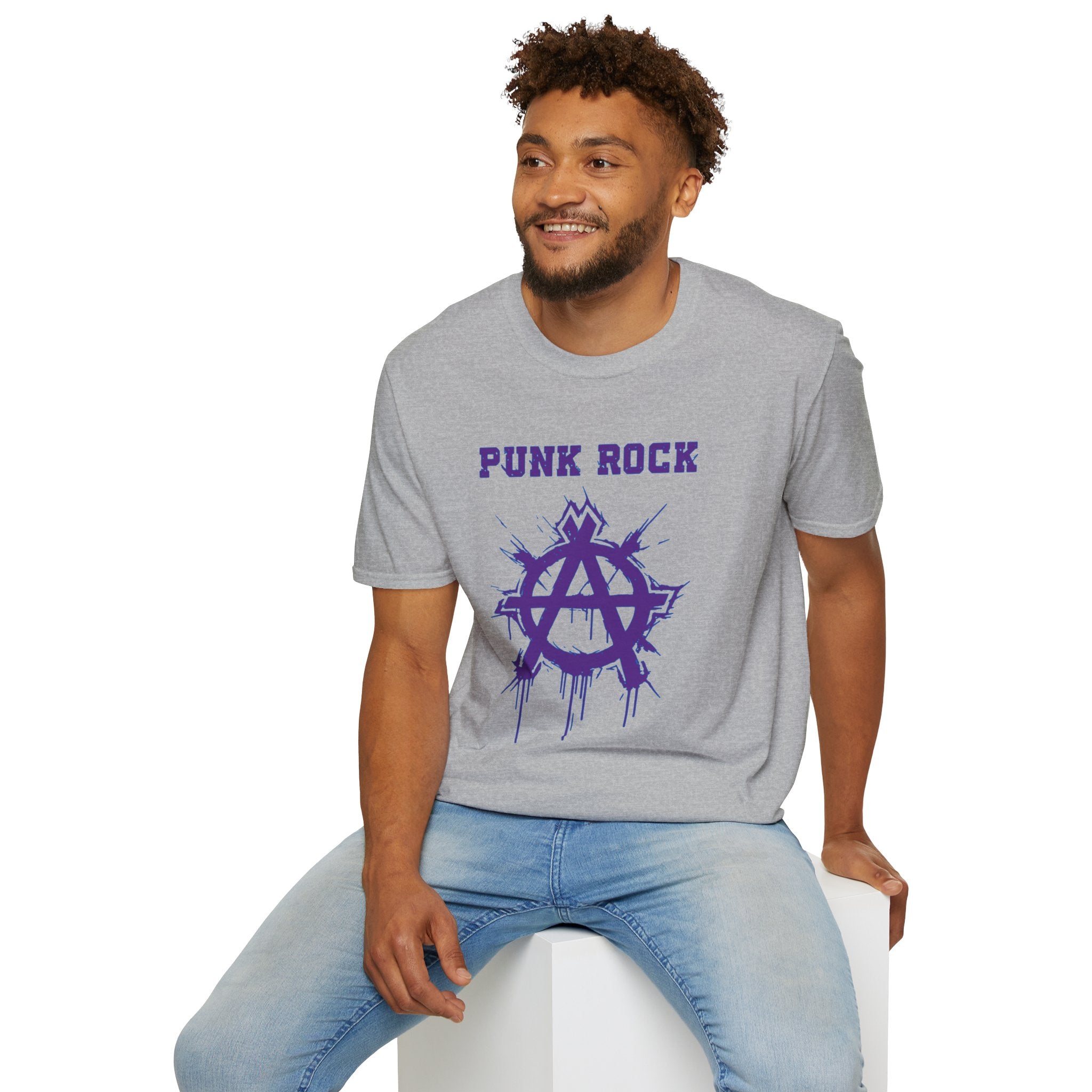Purple And Blue Punk Rock Large-Anarchy | Paint-Splat-Drip | Graphic T-Shirt