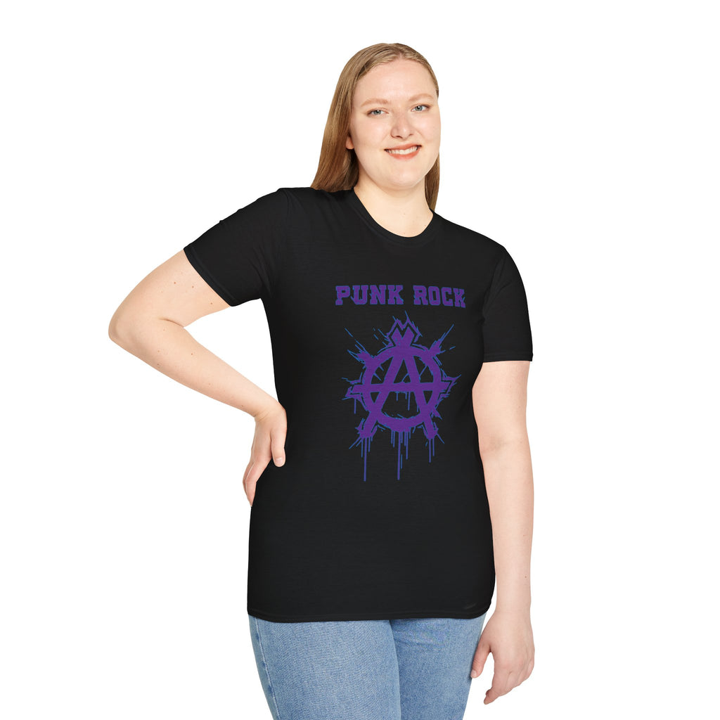 Purple And Blue Punk Rock Large-Anarchy | Paint-Splat-Drip | Graphic T-Shirt