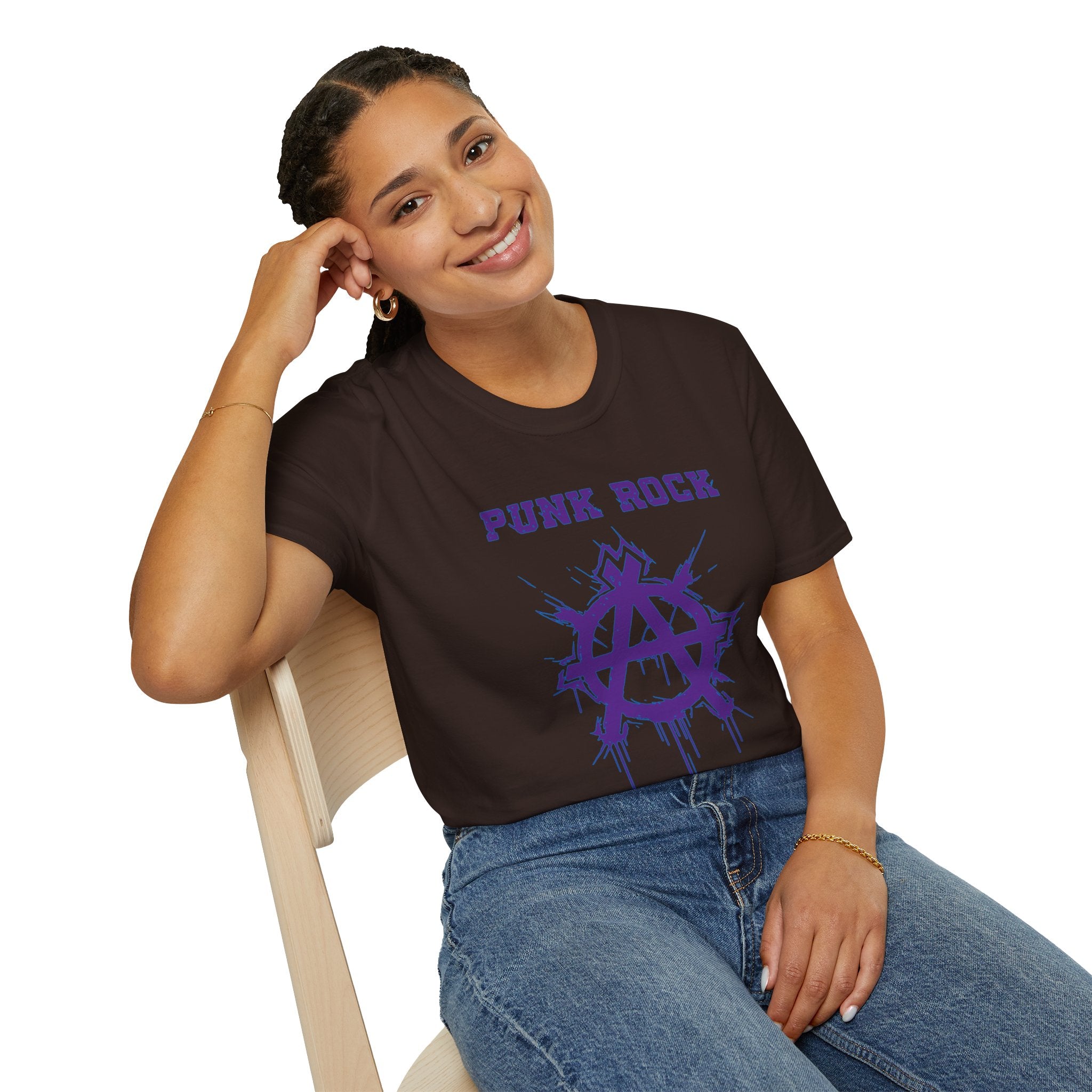 Purple And Blue Punk Rock Large-Anarchy | Paint-Splat-Drip | Graphic T-Shirt