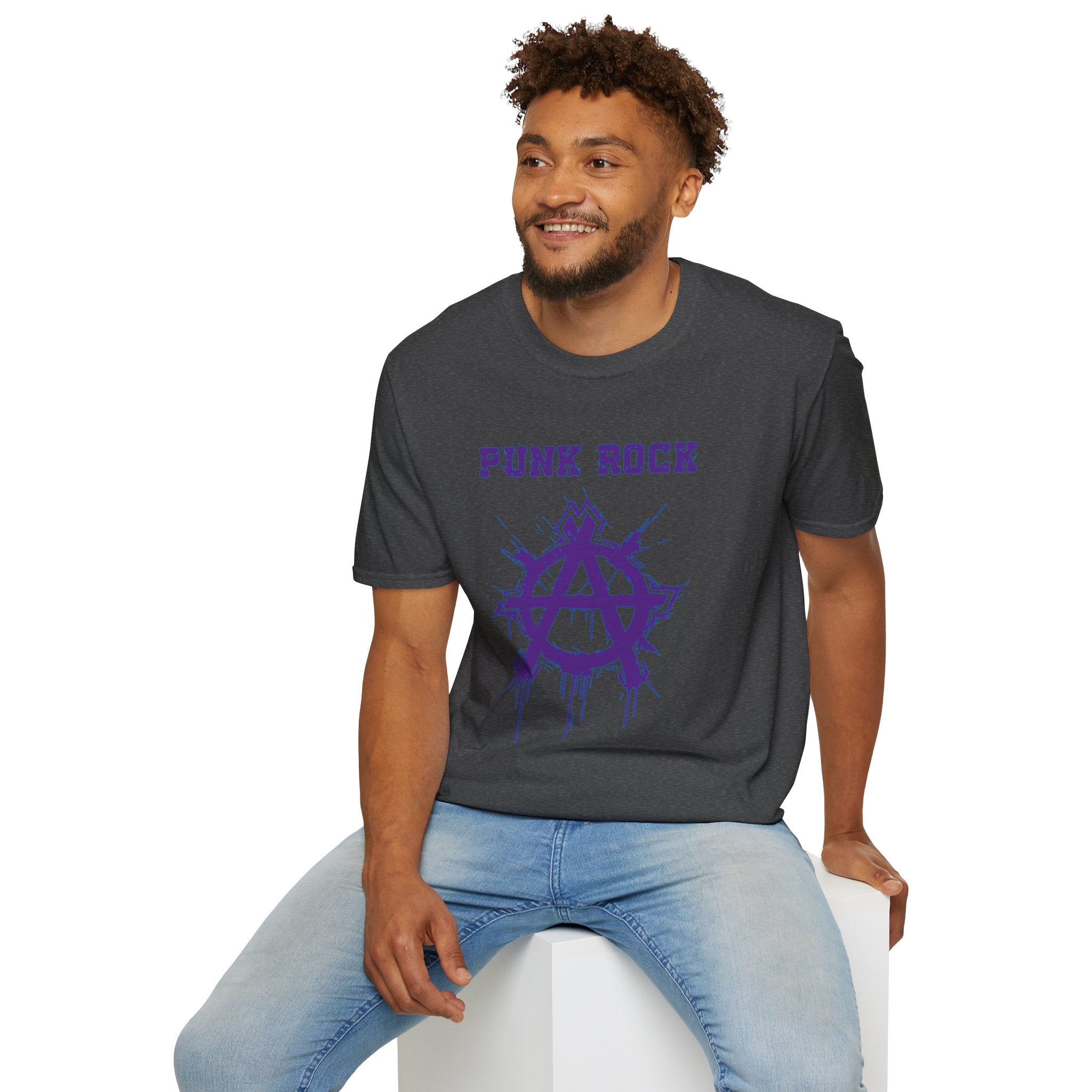 Purple And Blue Punk Rock Large-Anarchy | Paint-Splat-Drip | Graphic T-Shirt