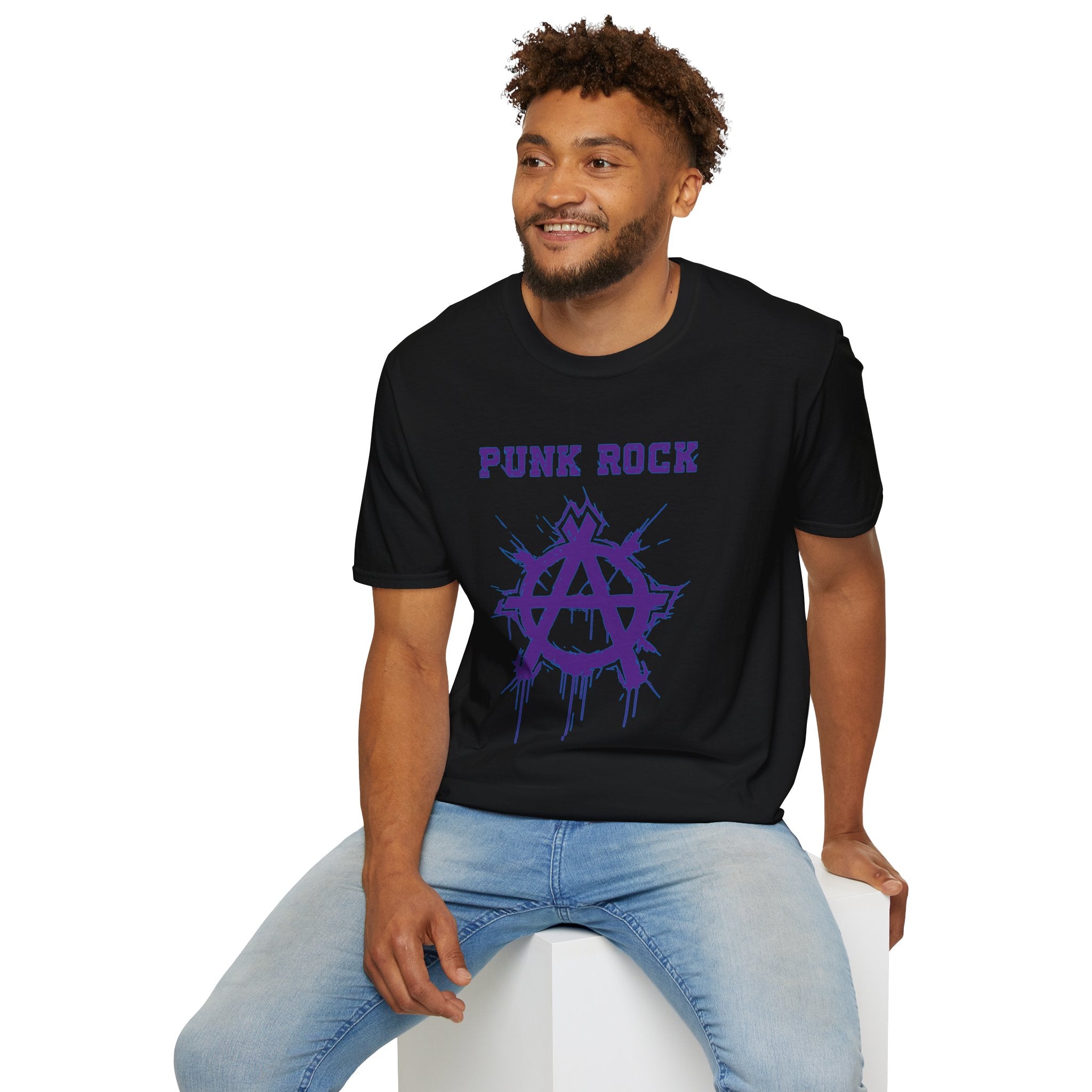 Purple And Blue Punk Rock Large-Anarchy | Paint-Splat-Drip | Graphic T-Shirt